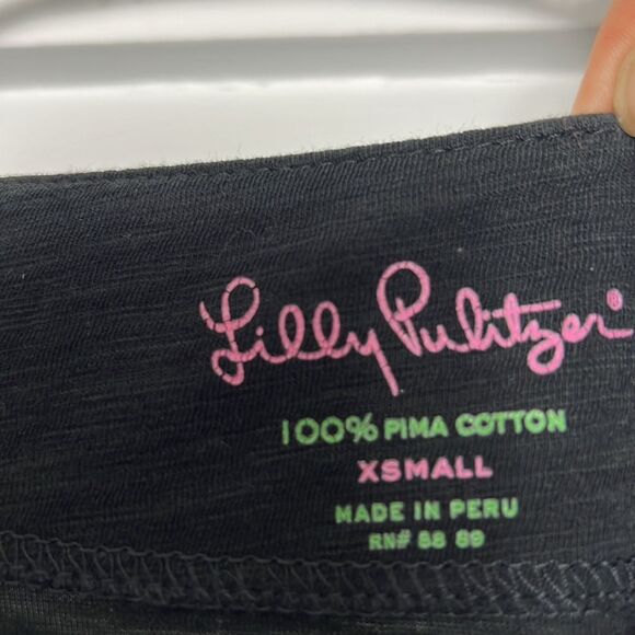 Lilly Pulitzer Black Cassie 100% Pima Cotton Dress Size XS - Picture 9 of 13